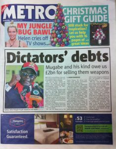 Metro front page on Dictator Debts